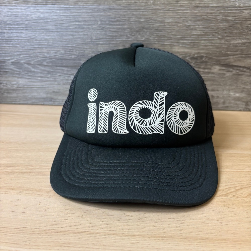 Indo Hat Cap Snap Back Black Trucker Outdoors Adjustable